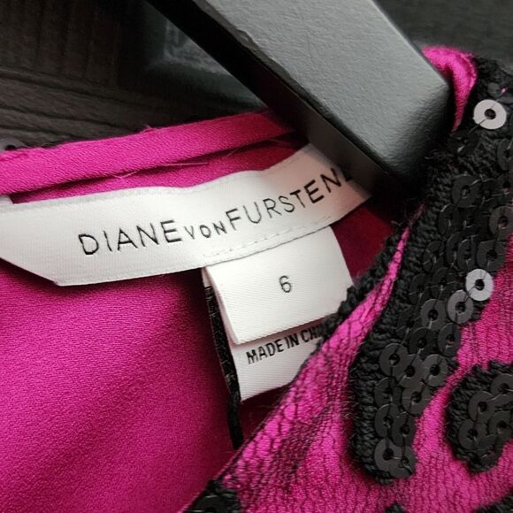 Diane von Furstenberg 'Kaleb' Embellished Shift Dress Black/Hot Orchid - Picture 15 of 16